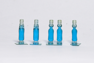 1/12　ラムネ瓶(5本セット)　ミニチュア　3Dプリンタ出力未塗装レジンキット　ドールハウス、可動フィギュア等に　アクセサリー　雑貨