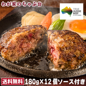 満点ハンバーグ 180g×4個×3セット　ソース付き 牛肉 お肉 人気 静岡県 さわやかなオニオンソース付 マルマツ食品 オーストラリア
