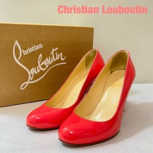 V0008★6 Christian Louboutin クリスチャンルブタン レディース パテント レザー ヒール パンプス シューズ 靴 ピンク フォーマル 35 1/2