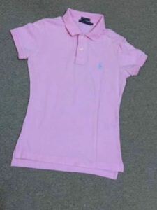 n55 本物ラルフローレンのピンクのスキニーポロシャツ　Ｍ