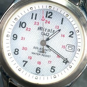 CITIZEN シチズン Q&Q 腕時計 ステンレススチール ソーラー シルバー ホワイト文字盤 ３針 カレンダー アナログ ラウンド メタル