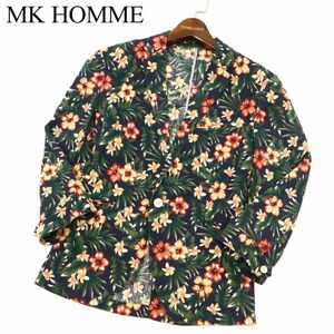 MK HOMME ミッシェルクラン オム 春夏 【ボタニカル★総柄】 麻 リネン混 1B テーラード ジャケット Sz.48　メンズ　C3T02444_3#M