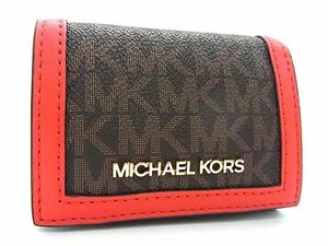 ■新品■未使用■ MICHAEL KORS マイケルコース MK柄 PVC×レザー 三つ折り 財布 ウォレット ブラウン系 FA0555