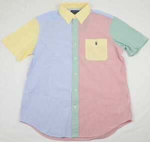 ●POLO RALPH LAURENポロラルフローレン半袖ボタンダウンシャツ(サックス,白,黄,緑,エンジ,ストライプ,US-S（JP-M))新品