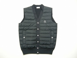 サイズS■新品 本物/モンクレール/GILET/コットンニット切替ダウンベスト/ニットダウン/ライトダウンベスト/メンズ/MONCLER/ダークネイビー