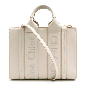 クロエ バッグ レディース バッグ ウッディ スモール トートバッグ 2WAY グレー系 カーフ Chloe CHC23US397I 中古