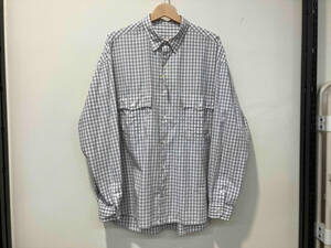 PORTER CLASSIC ポータークラシック ROLL UP GINGHAM CHECK SHIRT ロールアップギンガムチェックシャツ 長袖シャツ XL グレー ホワイト 白