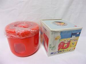 昭和レトロ可愛いオレンジ色★保存容器サンフラワー窓つきポット未使用品★底に名入れ品