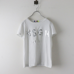 エムエスジーエム MSGM 箔ロゴプリント 半袖 Tシャツ S/ホワイト 白 トップス TEE【2400013820851】