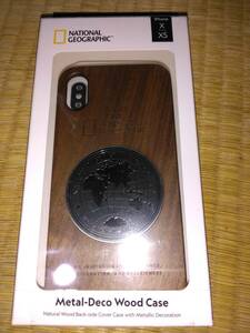 新品スマホケース　iPhone X/XS用ケース　metal-deco wood case　walnut　ウオルナット　NATIONAL GEOGRAPHIC　ナショナルジオグラフィック