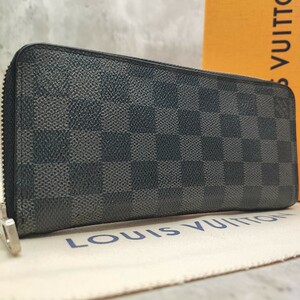 最高級●LOUIS VUITTON ルイヴィトン メンズ ダミエグラフィット ジッピーウォレット ヴェルティカル 長財布PVCレザー 黒ブラック ノワール