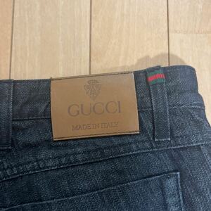 GUCCI SKINNY ブラックデニムパンツ　46 コットン/BLK/246604 XZ471