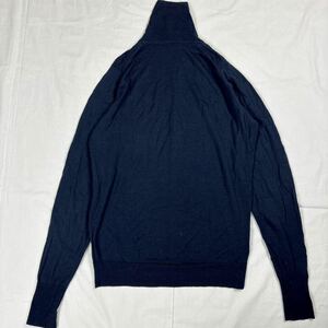 男の戦闘服 JOHN SMEDLEY ジョンスメドレー セーター ハイネック タートルネック ネイビー Mサイズ 高級感 イギリス製 無地 伸縮性