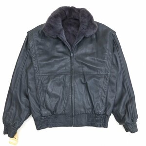 ★LAMB LEATHER MINK FUR BLOUSON 羊革 ラムレザー×最高級ミンクファー リバーシブルブルゾン M ダークグレー系 毛皮 レザージャケット