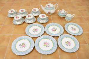 ★ROYAL ALBERT まとめ ENGLAND ロイヤルアルバート エンチャントメント カップ＆ソーサー 6客 皿 シュガーポット ティーポット 039JHBJO91