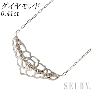 K18WG/PG/ Pt850 ダイヤモンド ペンダントネックレス 0.41ct 出品5週目 SELBY