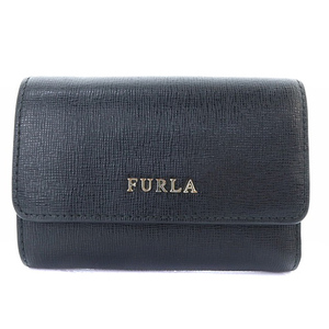 フルラ FURLA レザー 三つ折り財布 ロゴ 黒 ブラック /SR25 レディース