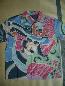 アロハシャツ　武者　L　佞武多　ねぶた　ねぷた　和柄　幟　武将　戦国　サムライ　アロハ　Japan　サンサーフ　Samurai　Hawaiian shirt