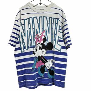 90s 希少 古着 Mickey &Co. ボーダー プリント Tシャツ