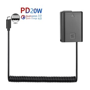 NP-FW50 ソニー カメラ用 ダミー バッテリー USB TypeC PD 互換充電器