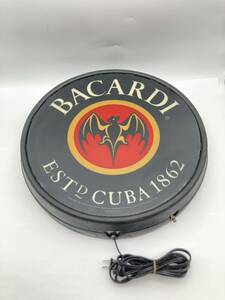 【電気点灯確認済】バカルディ　BACARDI　壁掛けライト　電灯看板　丸型　ライトサイン　BAR　飲食店　お酒　ビンテージ インテリア レトロ