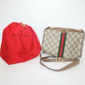 T6D0432 GUCCI/グッチ ミニショルダーバッグ 肩掛けバッグ シェリーライン GG柄 本革レザー 89.0.018