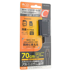 ミヨシ SDカードリーダ・ライタ USB3.2Gen1対応 USB Type-C 70cm USR-CSD2/BK [管理:1000026271]