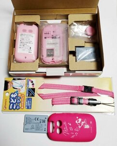 新品未使用　docomo　ドコモ キッズケータイ F-03J　ピンク 白ロム　電池パック × ２個　3G