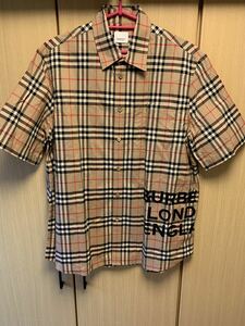 正規 20SS BURBERRY LONDON ENGLAND バーバリー by Riccardo Tisci ノバチェック ロゴ プリント S/S 半袖 シャツ M TNCIMCOUMAH 8017301