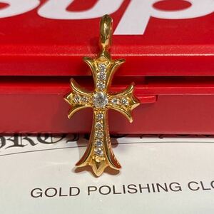 CHROME HEARTS クロムハーツ22k タイニーファットクロスパヴェダイヤモンド 22k GOLD　DAIA P/Dゴールド　チャーム　トップ　美品