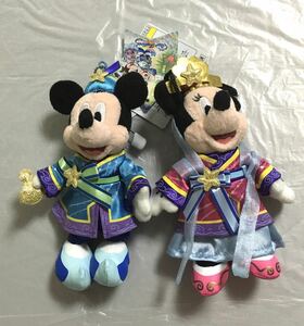 ディズニーランド ぬいぐるみバッジ ミッキー ミニー 七夕 2013 限定グッズ TDL Disney Mickey Minnie Mouse タグ付き ぬいば 