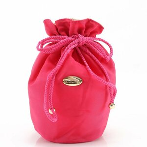 1円■極美品■クリスチャン ディオール■ポーチ ピンク ロゴ プレート 巾着 型 ミニ バッグ ハンド コスメ 婦人 レディース EHM X11-8