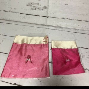P32 新品　未開封　韓国　巾着袋　2点セット　ピンク　小物入れ　ポーチ ファッション雑貨 小物