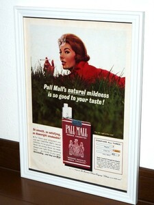 1963年 USA 洋書雑誌広告 額装品 Pall Mall ポールモール (A4size) / 検索用 Tobacco タバコ 店舗 ガレージ ディスプレイ 看板 装飾 サイン