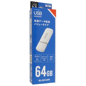 【ゆうパケット対応】ELECOM エレコム キャップ式USB3.2 Gen1メモリ MF-HTU3B064GWH 64GB ホワイト [管理:1000014429]