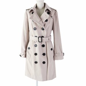 美品◎BURBERRY バーバリー SANDRINGHAM サンドリンガム カシミヤ100％ トレンチコート ライトピンクベージュ 44 正規品 レディース