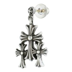 クロムハーツ Chrome Hearts 3 CH CROSS DROP/トリプルCHクロス ドロップシルバーピアス 中古 SJ02