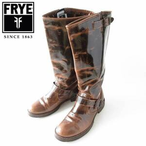 FRYE フライ パテントレザー エンジニア ブーツ レディース23.5cm ロングブーツ エナメル 靴 d118-32-0166XT