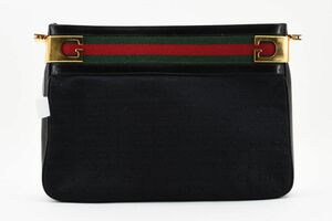 1円 GUCCI ヴィンテージ グッチ オールドグッチ GGキャンバス シェリー レザー ショルダーバッグ 肩掛け セカンドバッグ ハンドバッグ 1657