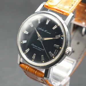 希少黒文字盤及びスクリューバック SEIKO Cronos セイコー クロノス Ref.113028 23石 手巻 J13028 1960年代 タツノオトシゴ 新品革ベルト