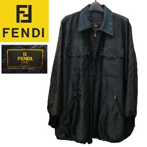 (Ｙ041001)FENDI ナイロン ネイビー ジャケットブルゾン FF ズッカ アウター メンズ