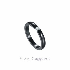 A824I☆新品人気レディース チタン鋼微細ジルコン 指輪 リング ステンレス シンプル ダイヤモンド キラキラ C