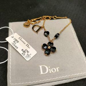 Chrisitan Dior ディオール クローバー ゴールド×ブラック ブレス レディース