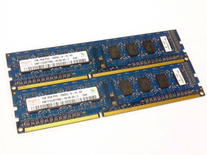 T3M40★【動作確認品】 hynix DDR3 1GB×2枚 PC3-10600U デスクトップ用 メモリ2枚セット 合計2GB【メール便対応】