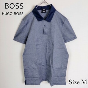 HUGO BOSS ヒューゴボス☆高級感のあるポロシャツ／カットソー　Mサイズ　Navy ネイビー 紺色　サイドスリット　リンガー　半袖