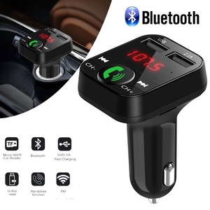 Bluetooth FMトランスミッター 充電器 充電 音楽再生 二台同時充電 ハンズフリー スマホ シガーソケット SDカード 無線 車載 車内　2