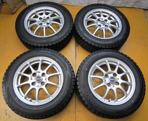 G648☆バリ溝！CROSS SPEED　175/65R14　ダンロップ　WINTERMAXX　14X5.5J　PCD100　4H　+43　ヴィッツ　フィットなど