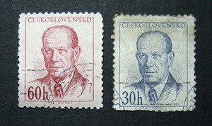 希少・外国切手：チェコスロバキア　/　ヴィビィンテージ切手　1953年頃　/　ザポットッキー大統領肖像画
