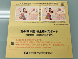 東京ディズニーリゾート株主用◆パスポート2枚(簡易書留送料込)