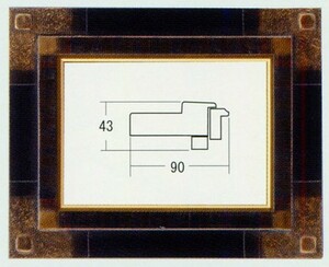 額縁　油絵/油彩額縁 木製フレーム 手作り ハンドメイド アクリル付 6247 サイズ F8号 G/ブラック